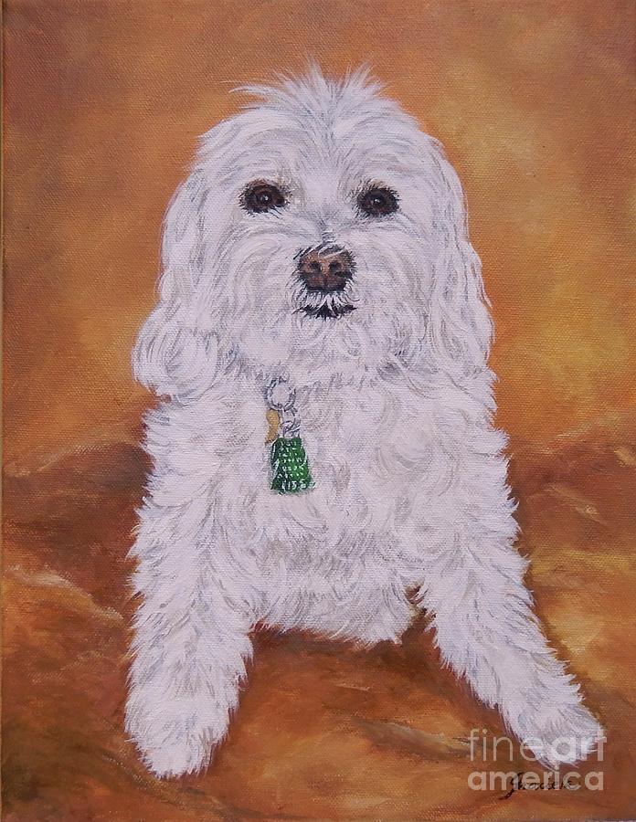 White Maltese Painting by Graciela Castro