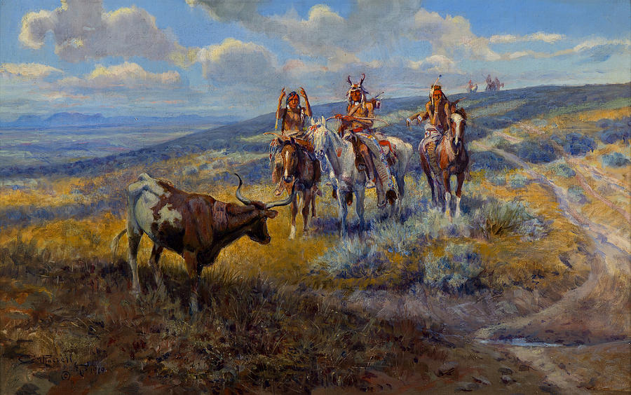 White Mans Buffalo Painting by Charles Marion Russell - Pixels