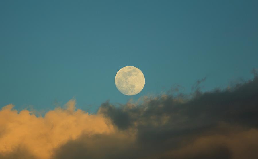 Nature Photograph - White moon over stormy clouds by George Tsartsianidis