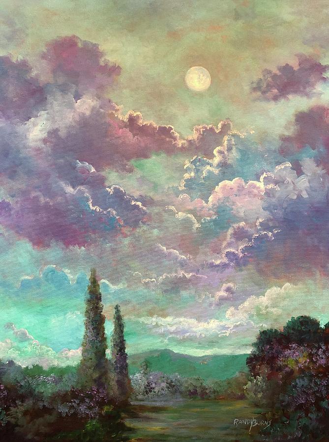White Moon Rising Painting by Rand Burns