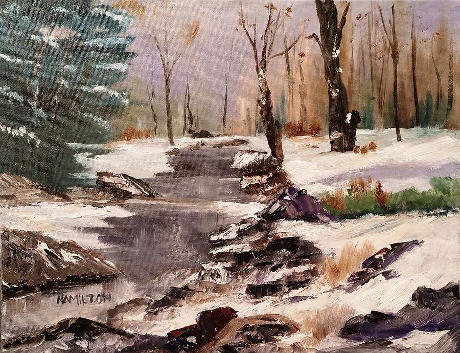 Winter Painting - White Mountains Creek by Larry Hamilton