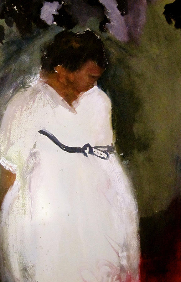 White Mourning Dress Painting by Carole Johnson