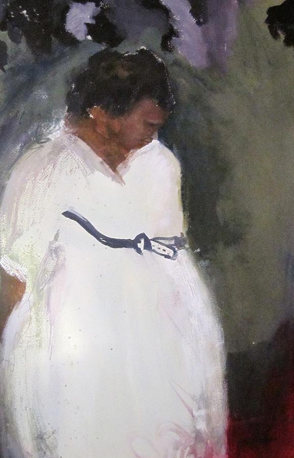 White Mourning Dress in Colombia Painting by Carole Johnson