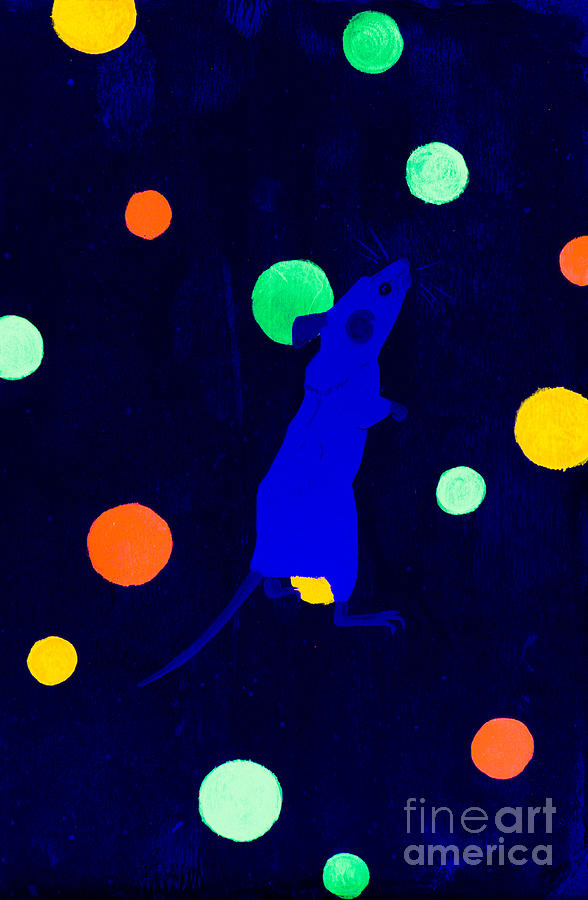 White mouse uv Painting by Stefanie Forck