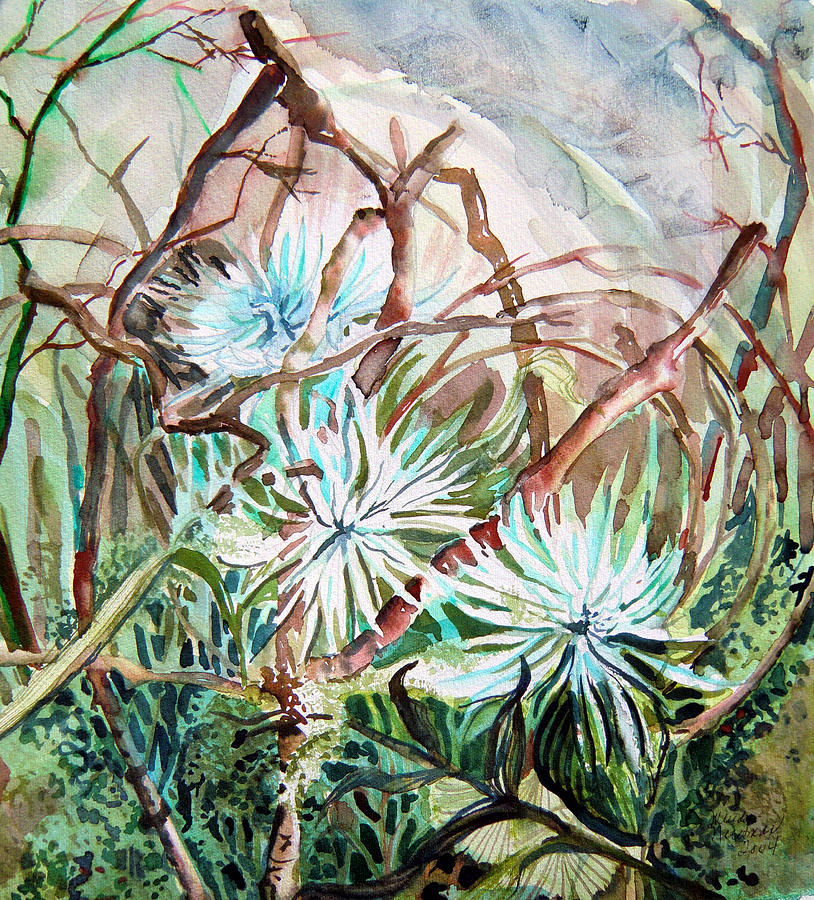 White Mums Painting by Mindy Newman