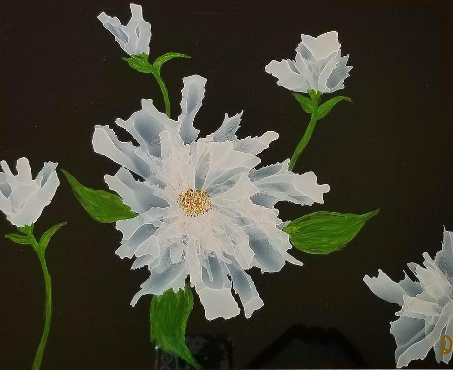 White on Black 3 Painting by Donna Perry