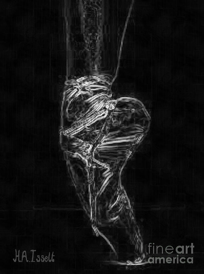 White on Black Ballet Shoe Digital Art by Humphrey Isselt