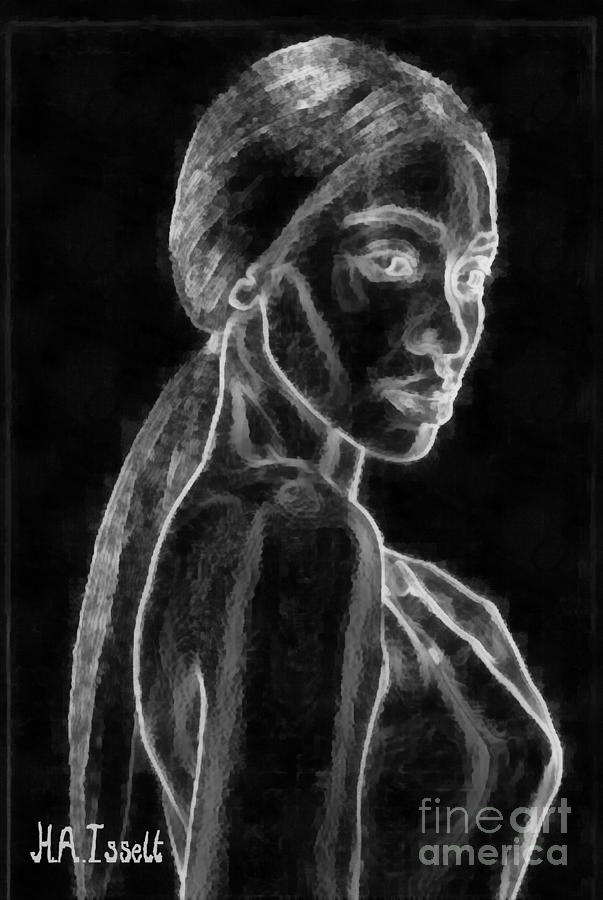 White on Black Portrait of Nubian Beauty Digital Art by Humphrey Isselt