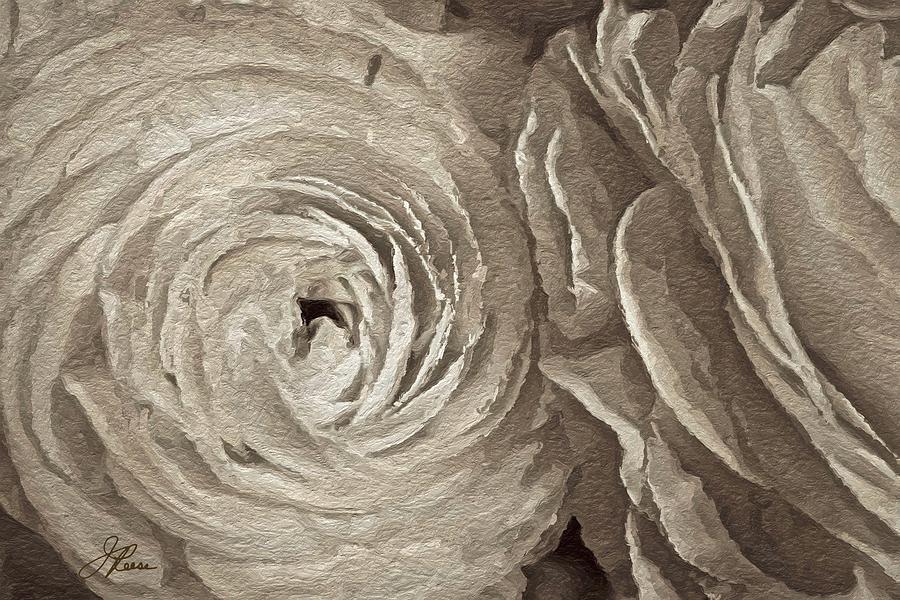 White on White Rose Painting by Joan Reese