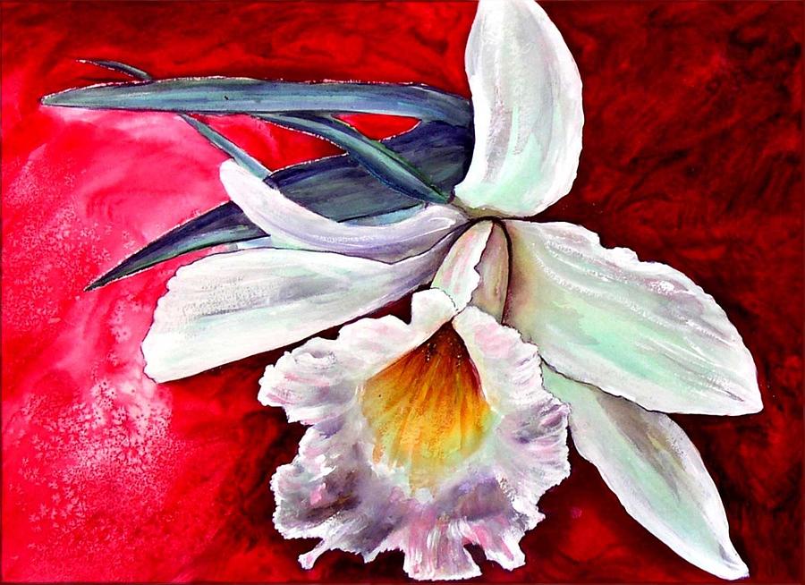 White orchid Painting by Ryn Shell