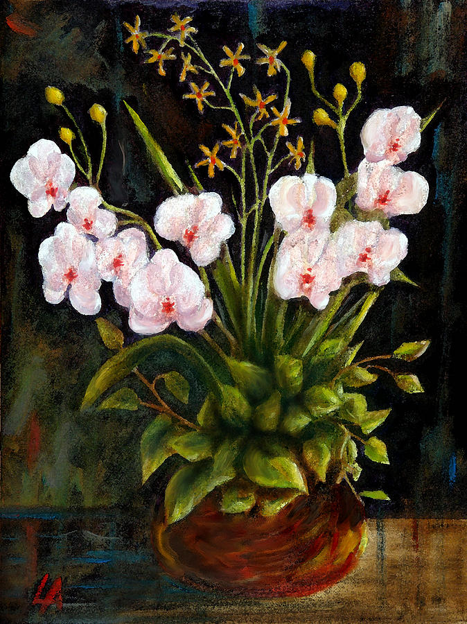 Flower Painting - White Orchids by Lance Anderson