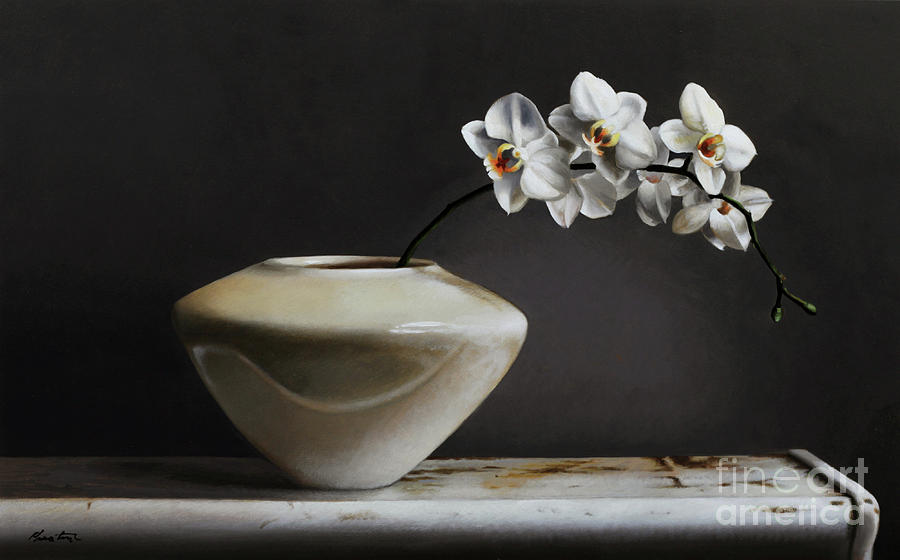 White Orchids  Painting by Lawrence Preston