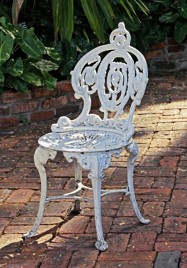 White Ornate Iron Chair Photograph by Bob Slitzan