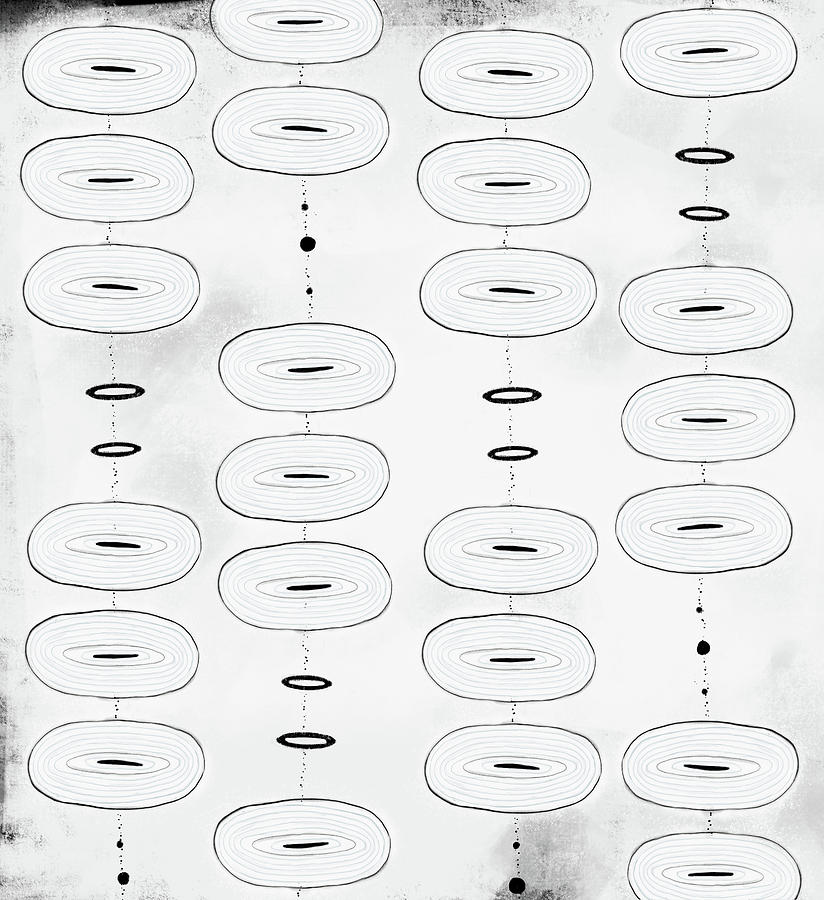 Zen Digital Art - White Ovals Mini by Kathryn Humphrey