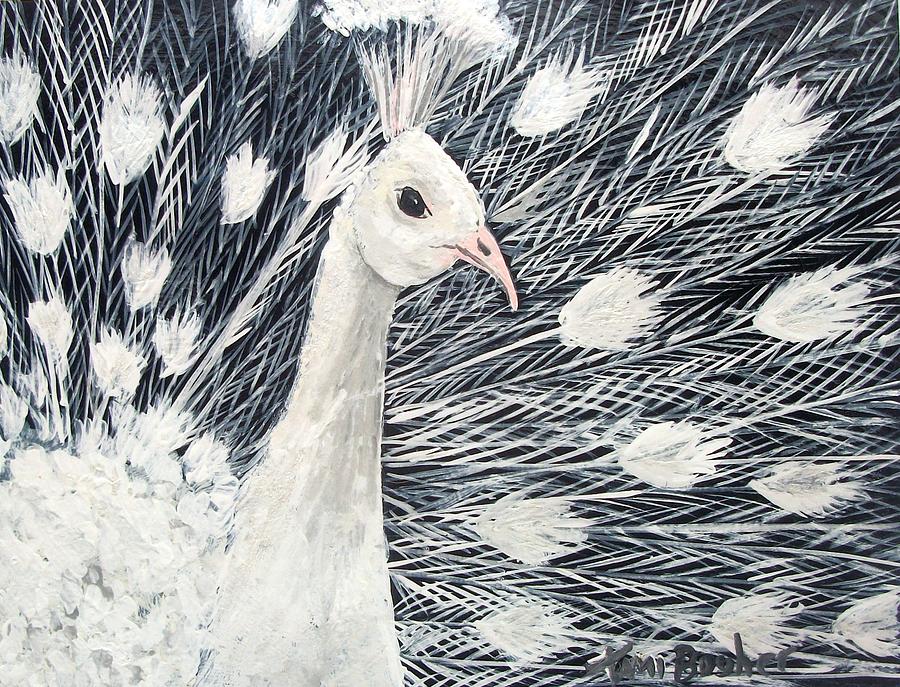 White Peacock Painting By Tami Booher