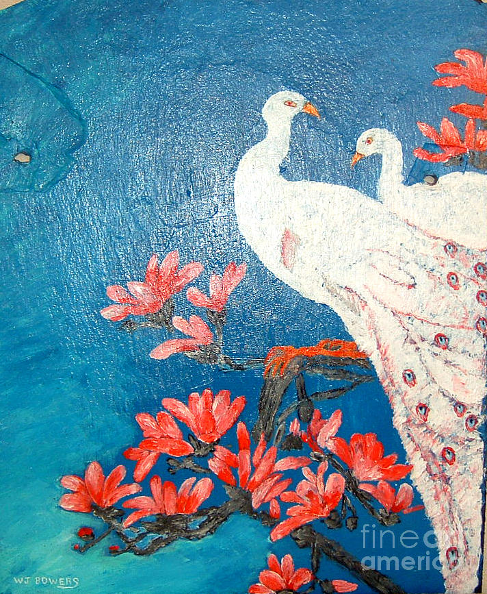 White Peacocks Painting by William Bowers