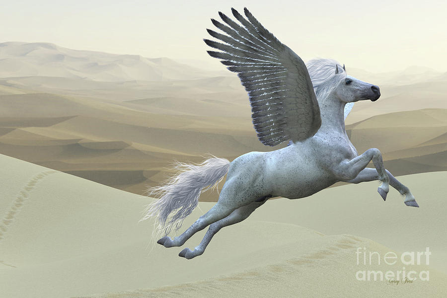 White Pegasus Horse Digital Art by Corey Ford