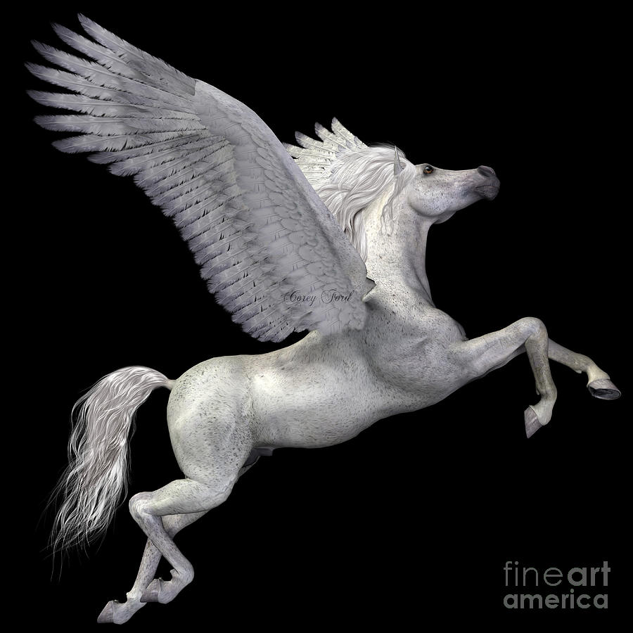 White Pegasus Profile Painting by Corey Ford