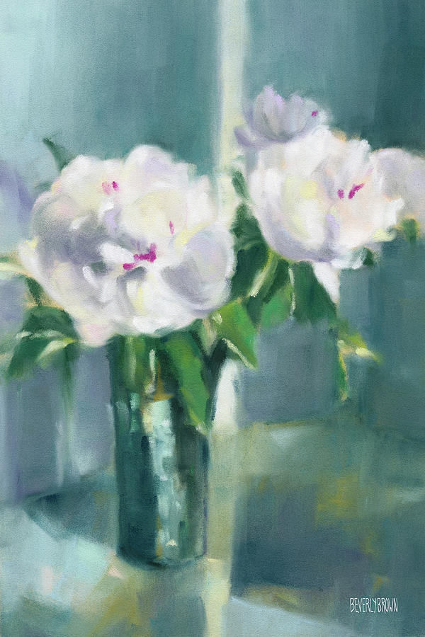 Flowers Still Life Painting - White Peonies by Beverly Brown
