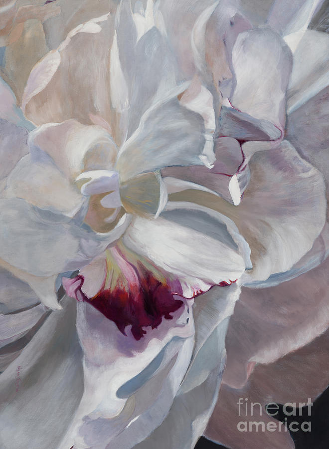 White Peony - #3 By Marilyn Nolan-Johnson Painting by Marilyn Nolan-Johnson