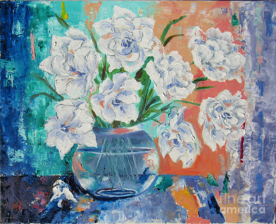 White Petals Painting by Lisa Boyd