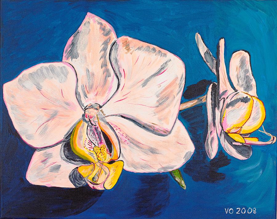 White Phalaenopsis Orchids Painting by Valerie Ornstein
