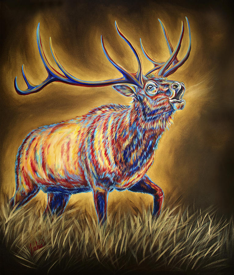 White Pine Sanctuary Bull Painting by Teshia Art