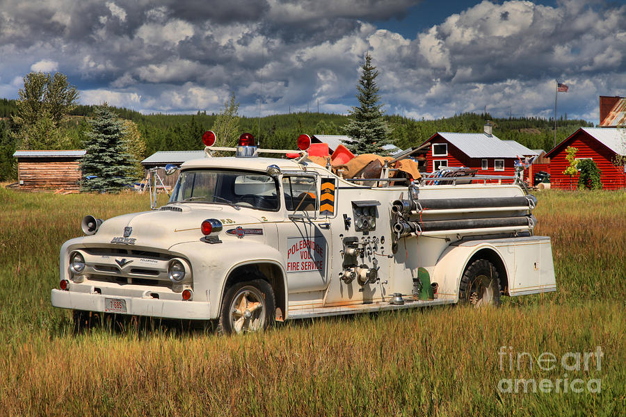 White Polebridge Fire Truck Photograph by Adam Jewell