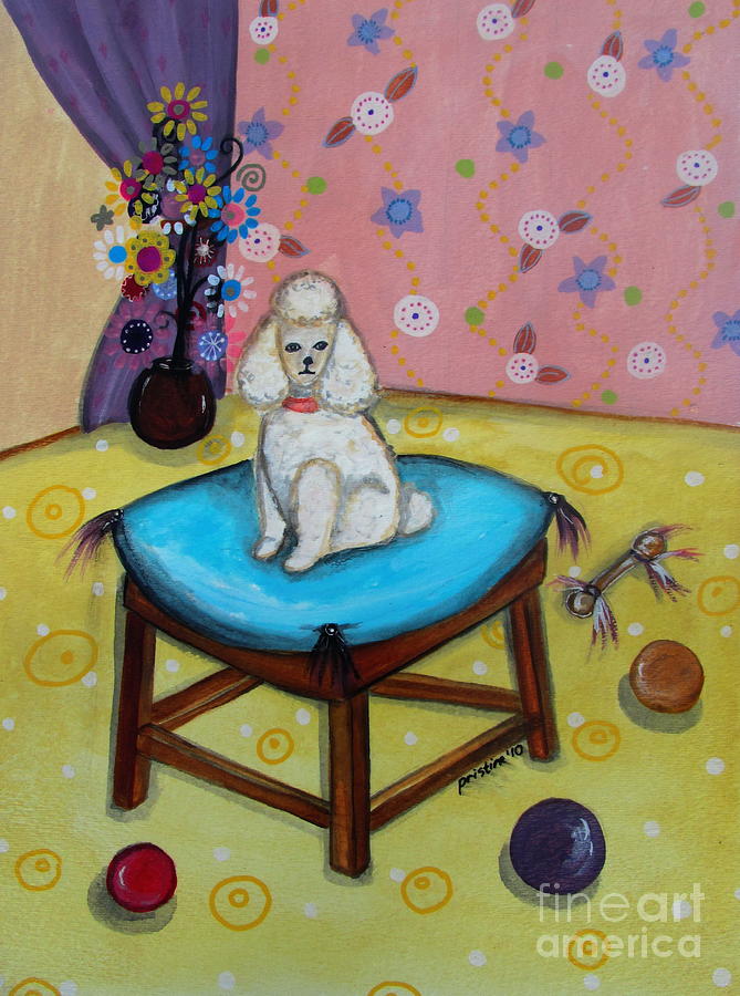 White Poodle Painting by Pristine Cartera Turkus