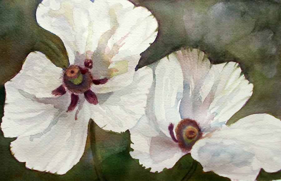 White Poppies Painting by Nicole Curreri