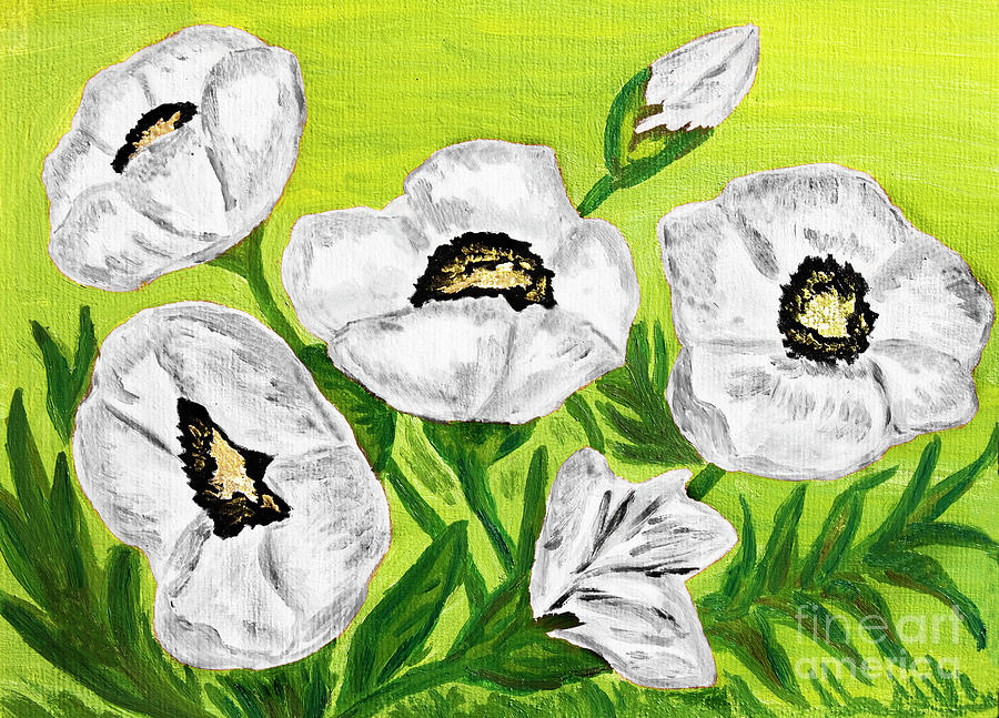 White poppies, oil painting Painting by Irina Afonskaya