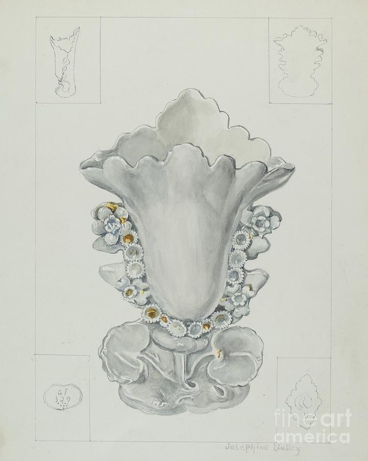 White Porcelain Vase Drawing by Josephine Lindley