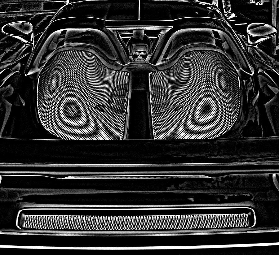 Black And White Photograph - White Porsche  by Fred Nugent