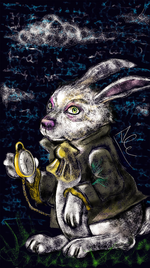White Rabbit Drawing by Alessandro Della Pietra