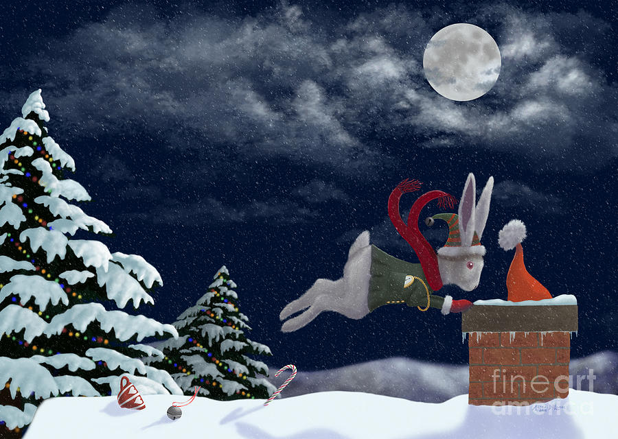 Alice Digital Art - White Rabbit Christmas by Audra Lemke Alice Digital Art - White Rabbit Christmas by Audra Lemke