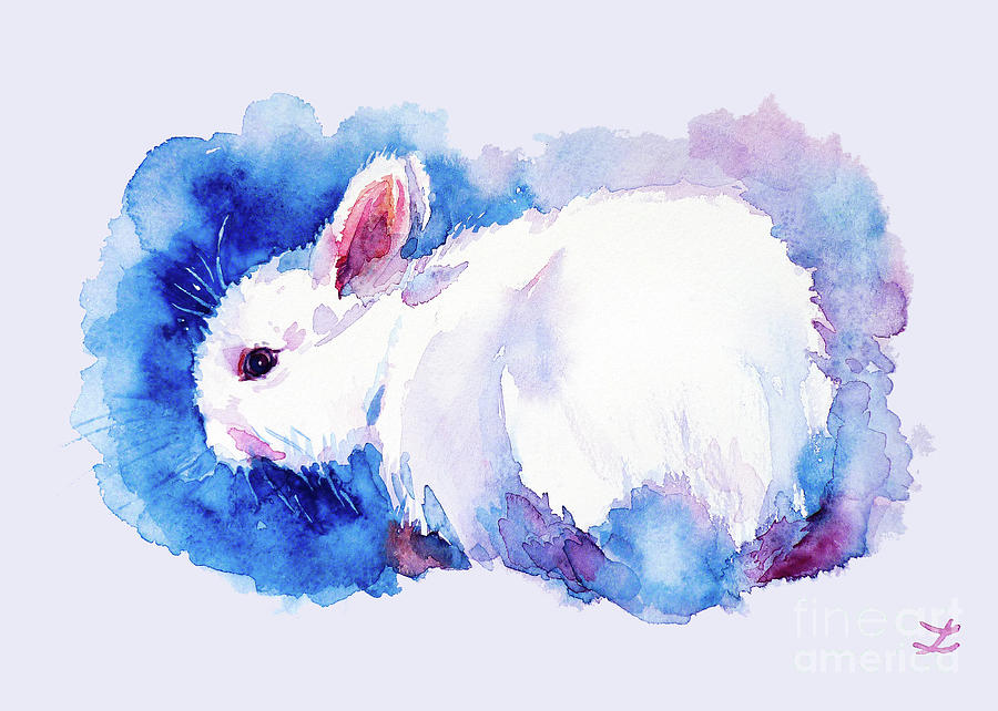 White Rabbit Painting by Zaira Dzhaubaeva