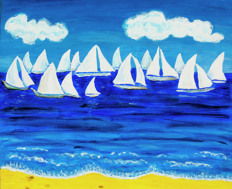 White regatta 3 Painting by Irina Afonskaya