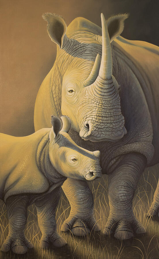 White Rhino Fading into extinction Painting by Tish Wynne