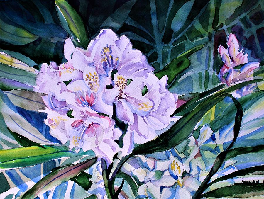 White Rhododendron Painting by Mindy Newman