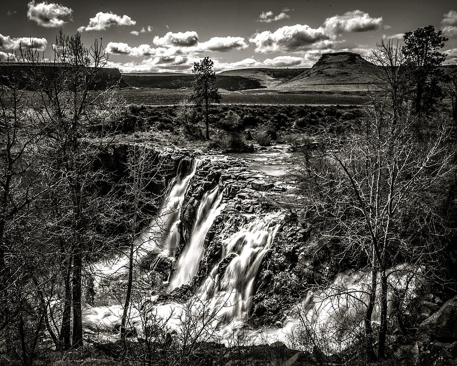 White River Falls Black  and White Photograph by Wes and Dotty Weber