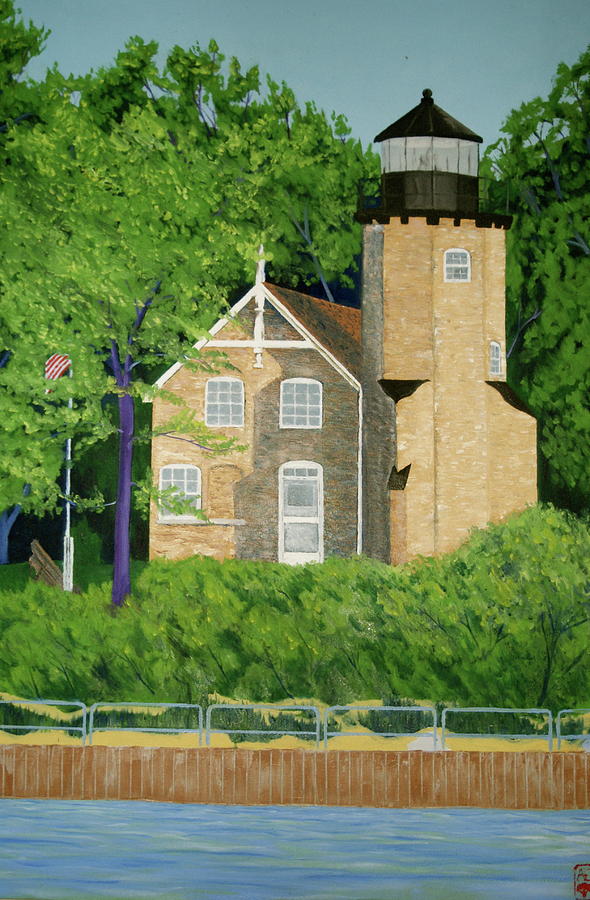 Tree Painting - White River Light Station by Andrew Jagniecki
