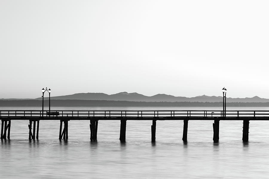 White Rock Pier in Black and White Photograph by Michael Russell