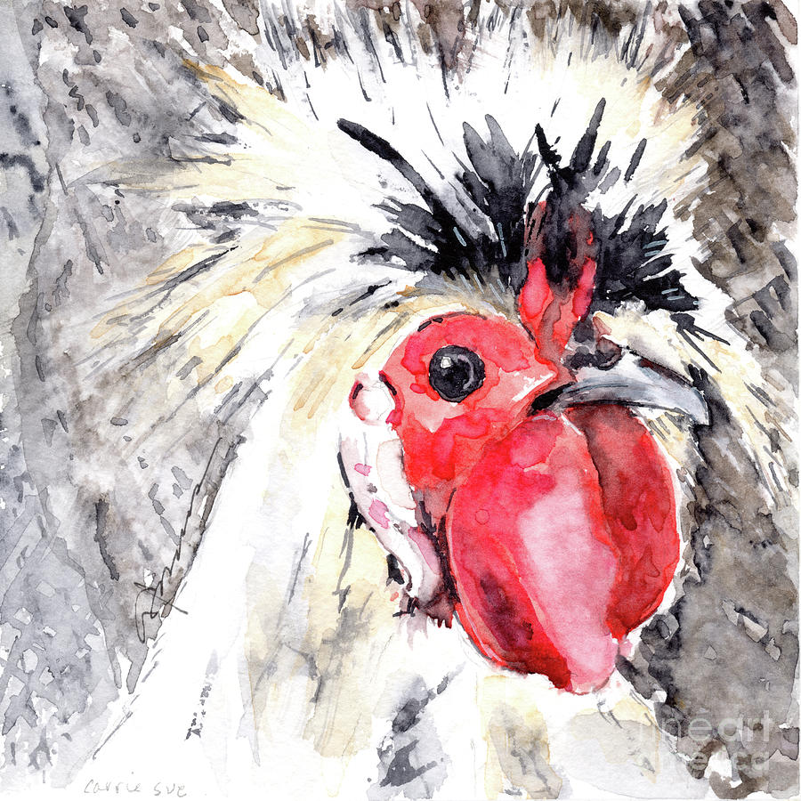 White Rooster Painting by Claudia Hafner