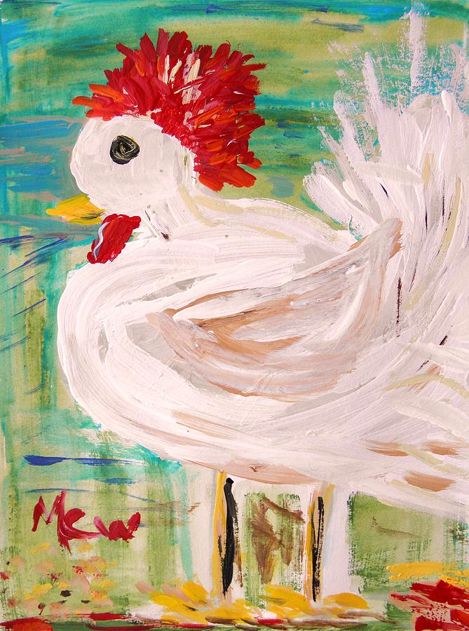 White Rooster Painting by Mary Carol Williams