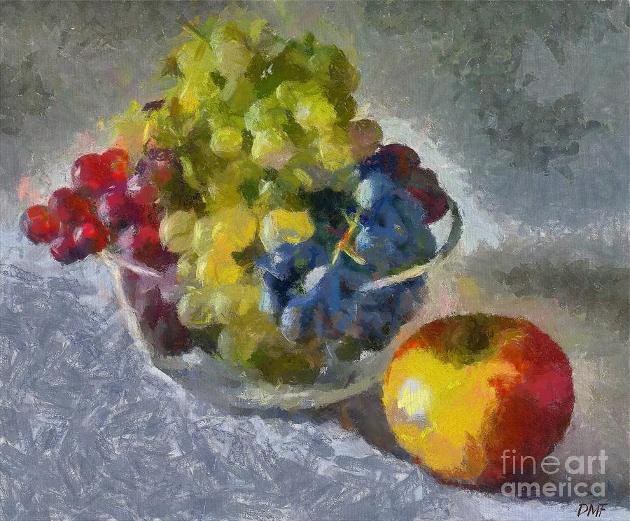 White, Rose and Red Grapes Painting by Dragica  Micki Fortuna