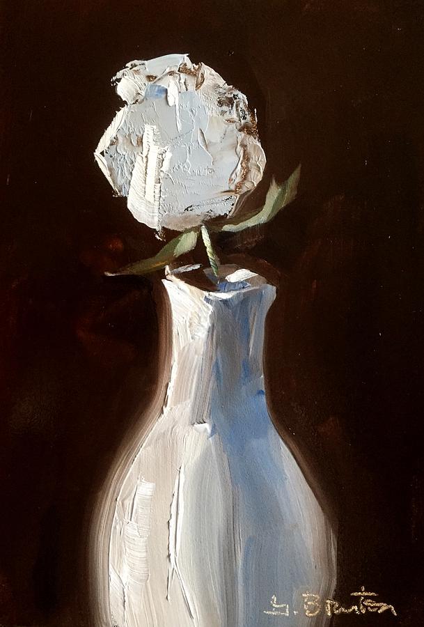 Still Life Painting - White Rose by Gary Bruton