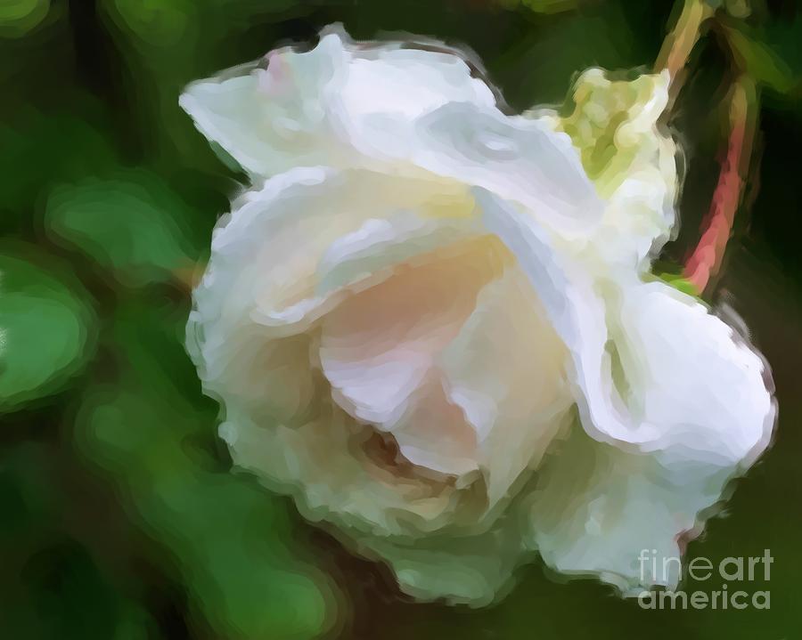 White Rose In Paint Painting by Smilin Eyes Treasures