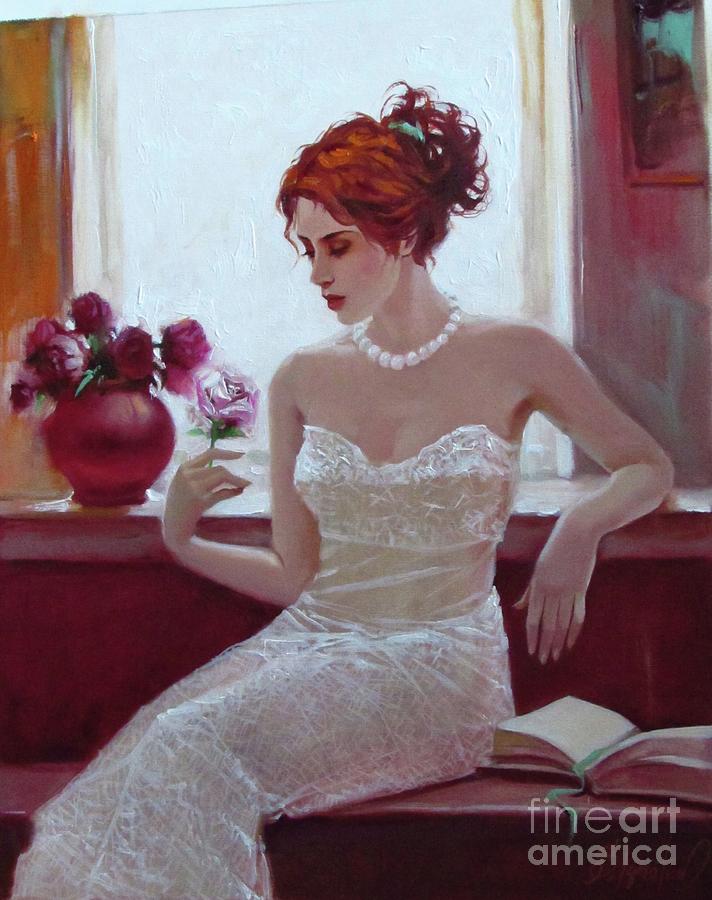 White rose Painting by Sergey Ignatenko