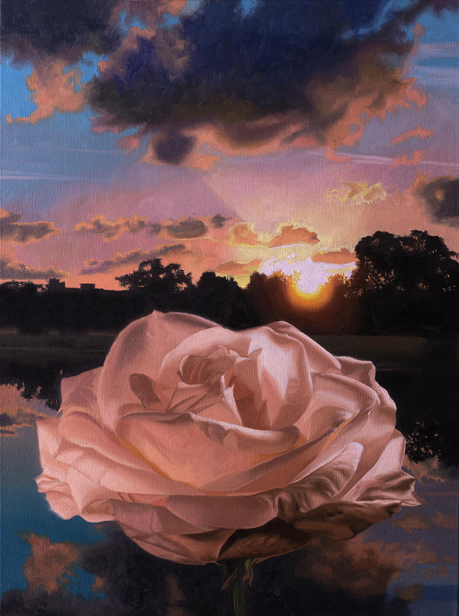 White Rose Sunrise Painting by Tony Chimento