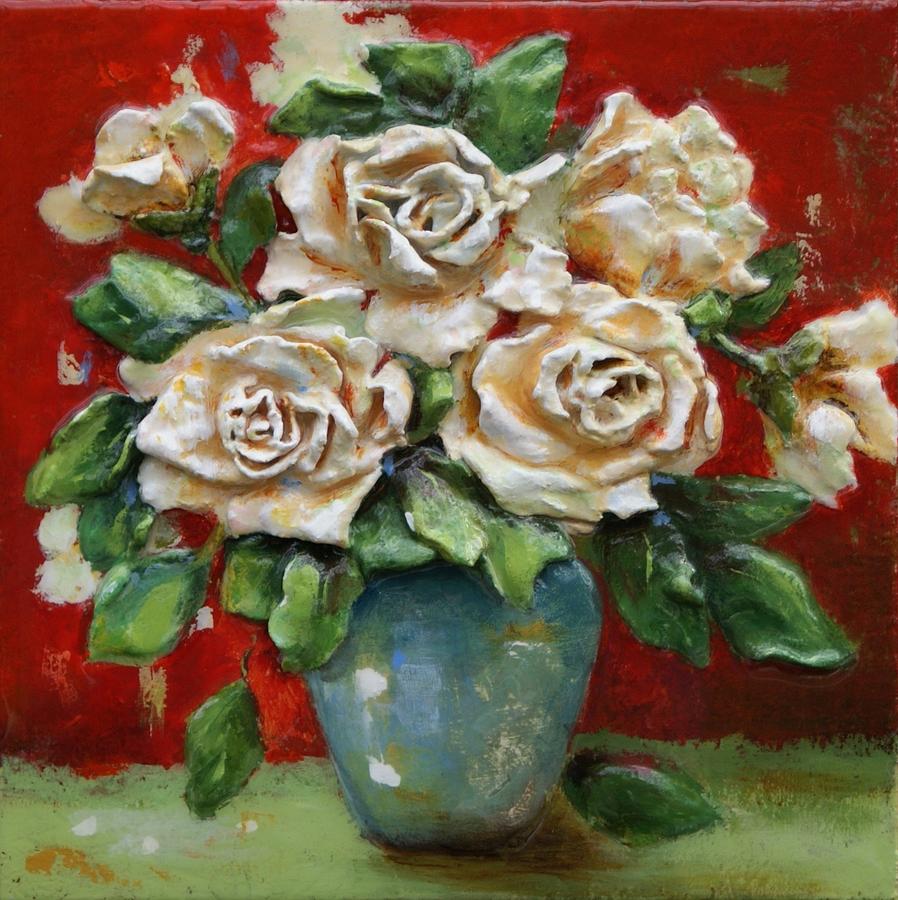 White Roses Painting - White Roses by Cindy Parris